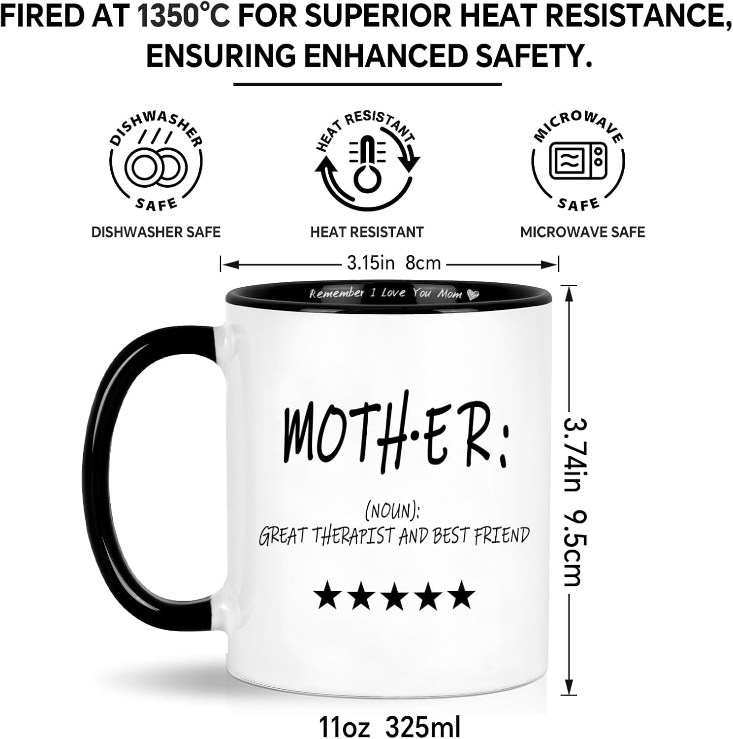LIMUIKA Mothers Day Birthday Gifts for Mom - Coffee Mug for Mother from Daughter Son Husband, Funny Gifts Ideas Mothers Day Presents for Mom Stepmother Mama Wife(11oz, White)