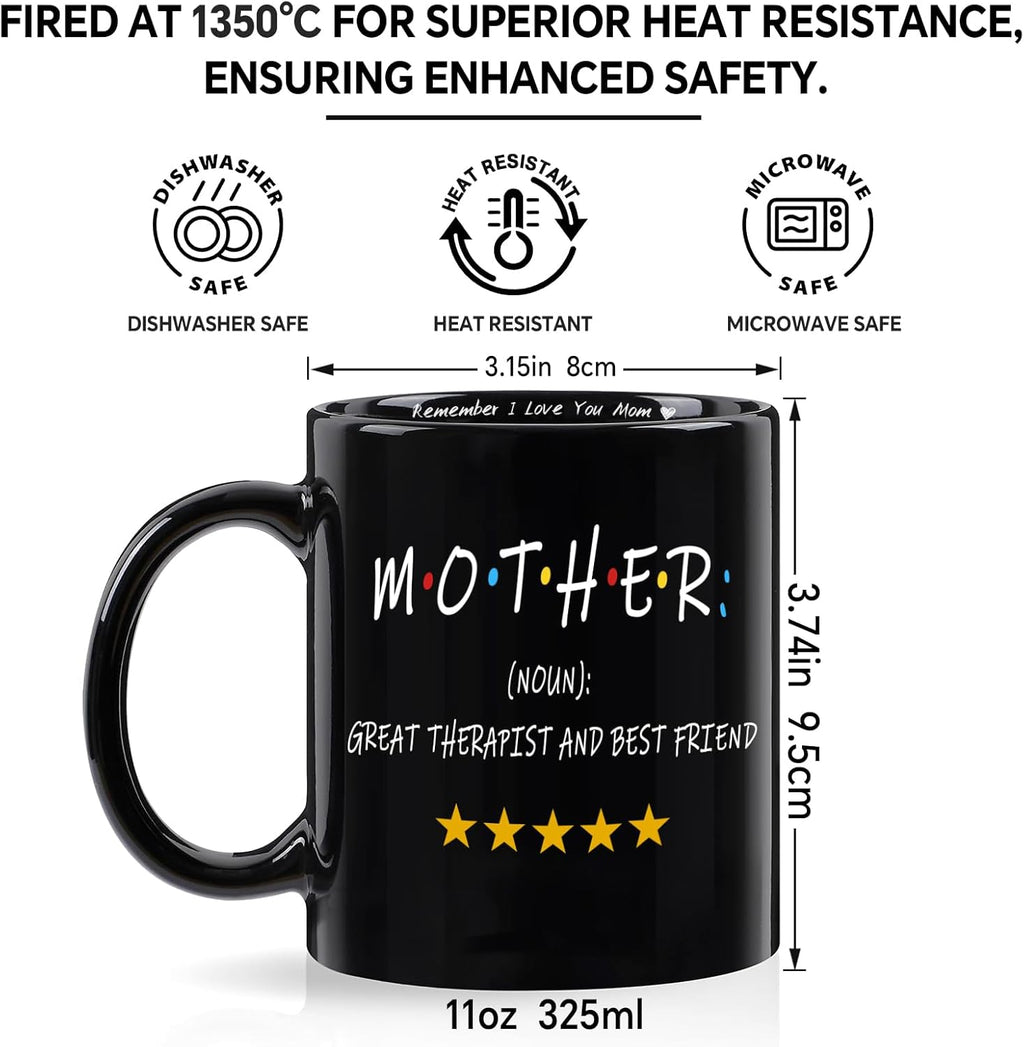 LIMUIKA Gifts for Mom - Coffee Mug for Mother from Daughter Son Husband, Mothers Day Gifts for Mama Wife, Funny Birthday Gifts for Mom Stepmother Women (11oz, Black)