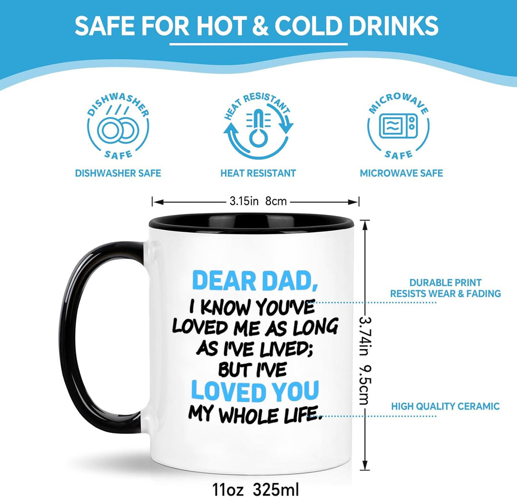 LIMUIKA Fathers Day Coffee Mug Gifts for Dad from Daughter Son Kids: Birthday Christmas Gifts for Dad, Funny Gift Ideas- Dad Mug, for Daddy, Papa, Stepfather, 11oz Funny Coffee Cup