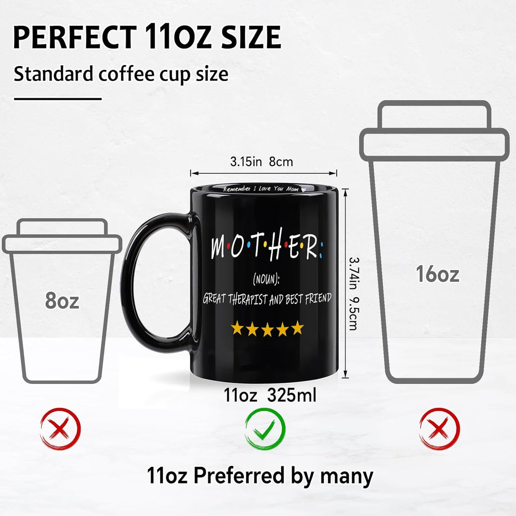 LIMUIKA Gifts for Mom - Coffee Mug for Mother from Daughter Son Husband, Mothers Day Gifts for Mama Wife, Funny Birthday Gifts for Mom Stepmother Women (11oz, Black)