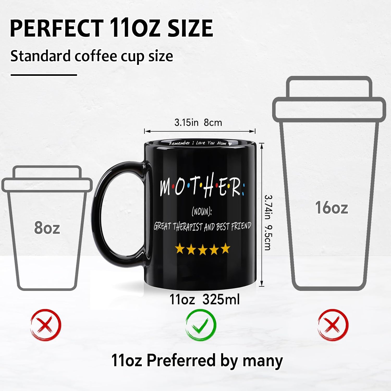 LIMUIKA Gifts for Mom - Coffee Mug for Mother from Daughter Son Husband, Mothers Day Gifts for Mama Wife, Funny Birthday Gifts for Mom Stepmother Women (11oz, Black)