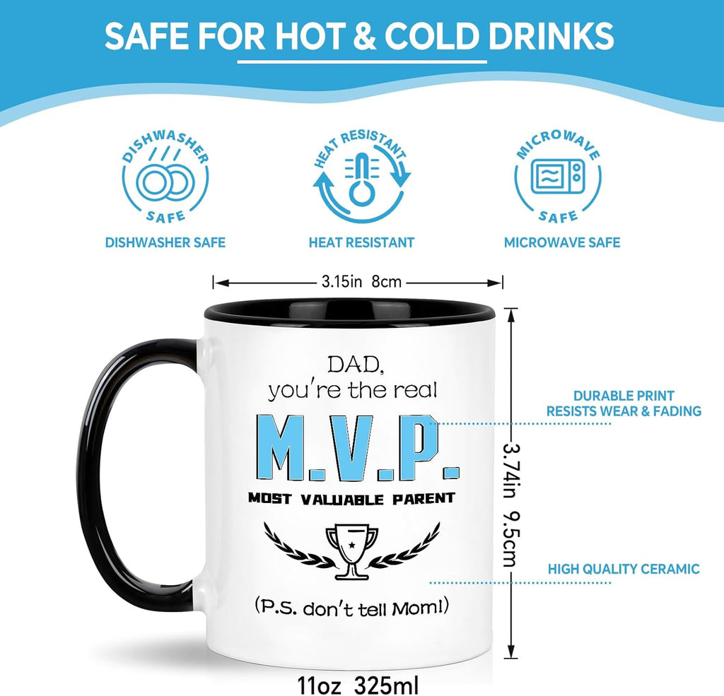 LIMUIKA Coffee Mug for Dad from Daughter Son Kids: Fathers Day Birthday Christmas Gifts for Dad, Funny Gift Ideas- Dad Mug, for Daddy, Papa, Stepfather, 11oz Funny Coffee Cup